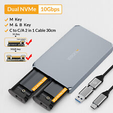 iDsonix Dual-Bay M.2 NGFF/NVMe SATA SSD Hard Drive Enclosure USB3.2 10Gbps picture