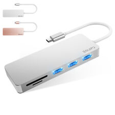 EQUIPD Aluminum USB C Hub Type-C Adapter 3 USB 3.0 & Card Reader for Macbook Pro picture