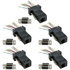5x DB9 9 Pin RS232 Serial Port Female to RJ45 Female Network Adapter 8P8C Black picture