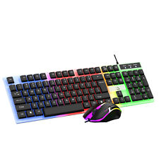 Computer Desktop Gaming Keyboard and Mouse Mechanical Feel RGB Led Light Backlit picture