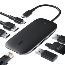 8 in 1 USB C Hub with Ethernet Port AUKEY CB-C71, 4K@30HZ USB C To HDMI, Black picture