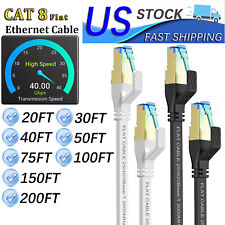Cat 8 Flat Ethernet Cable , RJ45 High Speed Flat Internet Network LAN Cable Lot picture