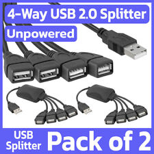 2 Pack 4-Port USB Hub 4-Way USB 2.0 Type-A Splitter Mac PC Laptop HDTV TV-Box picture