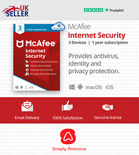 McAfee Internet Security Antivirus 2022 3 Devices 1 Year 5 Minute EMAIL Delivery picture