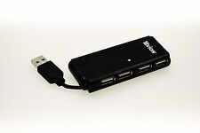 New Pocket-Size 4 Port USB 2.0 High Speed Hub 480 Mbps for PC Laptop Black LED picture