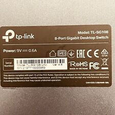 TP-LINK 8-Port Gigabit Desktop Switch TL-SG108, *No Power Cord* Barely Use picture