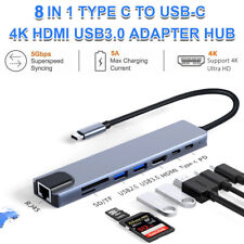 8in1 USB-C Hub Type C To USB 3.0 4K HDMI RJ45 PD Adapter For iPhone Macbook Air picture