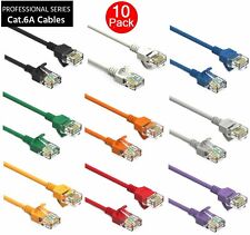 10 Pack CAT6a Slim RJ45 Network LAN Ethernet Copper Wire Color Patch LOT Cable picture