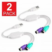 2-Pack Dual PS2 Female to USB Male Converter Adapter Cable for Mouse Keyboard picture