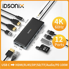 IDSONIX USB C Hub Laptop Docking Station 5/6/8/10/12in-1 TypeC Multiport Adapter picture