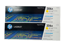 GENUINE HP 206A Yellow Toner Cartridge W2112A M255 M283 SEALED BOXES - LOT OF 2 picture