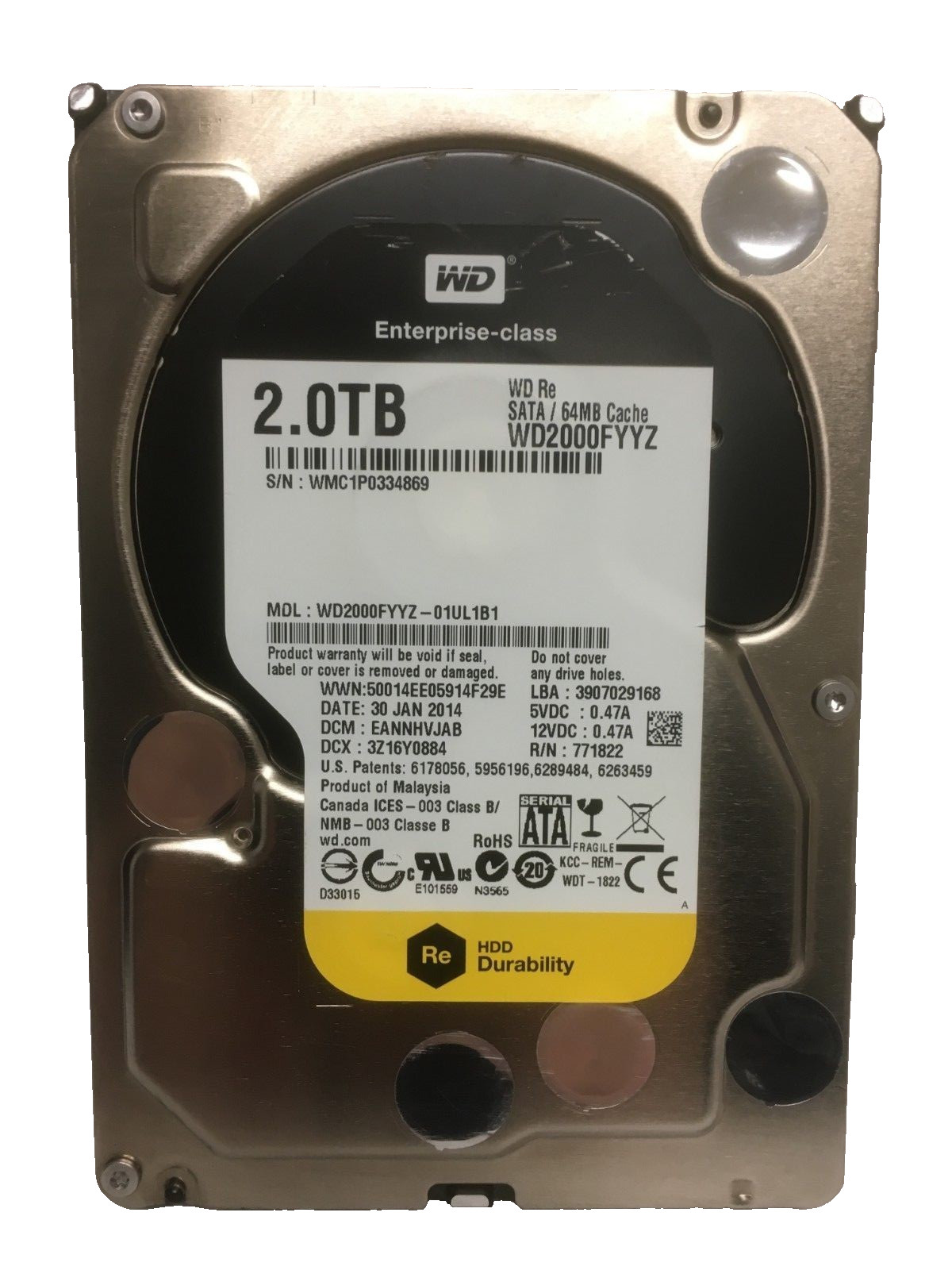 WD RE WD2000FYYZ 2TB 7200RPM 64MB Cache SATA 6.0Gb/s 3.5