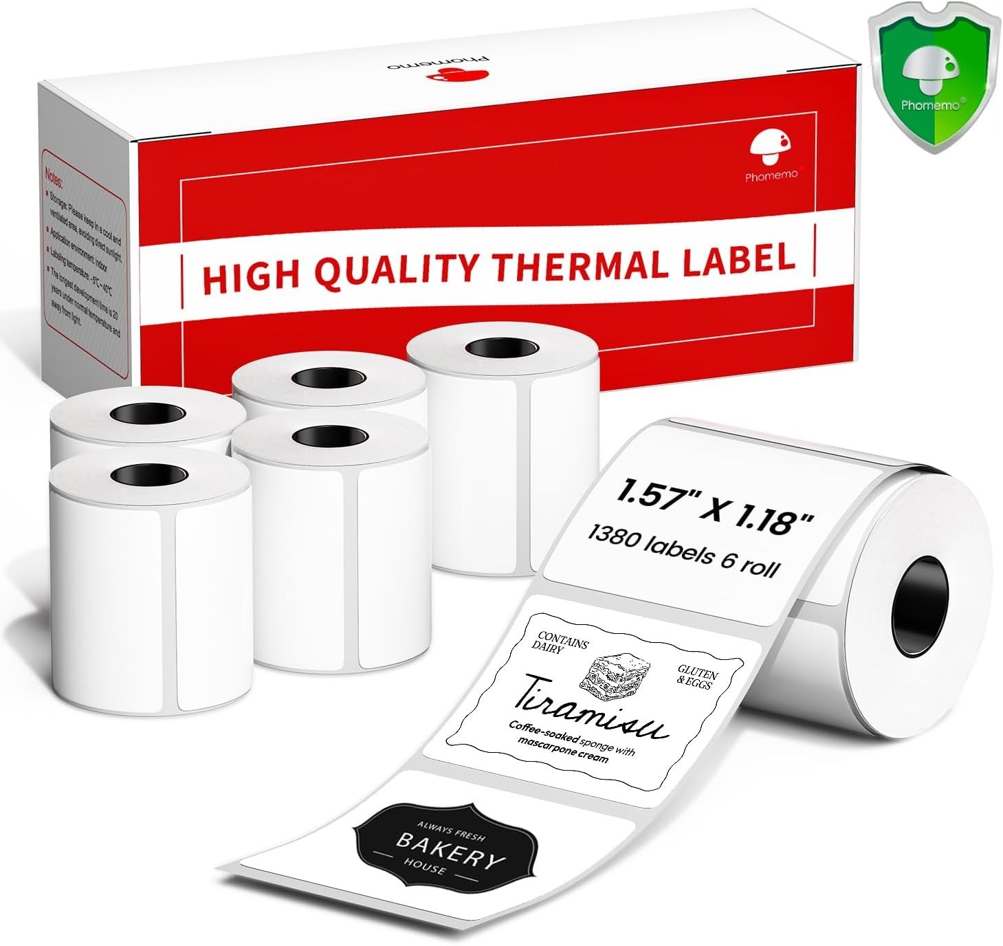 6 Roll 1380 Labels for Phomemo M110 M100 Printer, 40 x 30mm Square Thermal Paper 6 Roll 1380 Labels for Phomemo M110 M100 Printer, 40 x 30mm Square Thermal Paper