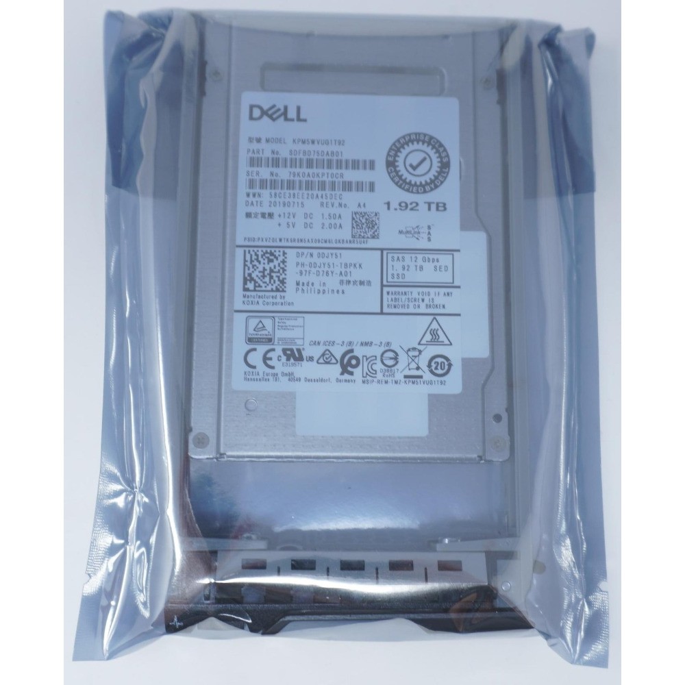 0DJY51 Dell 1.92TB SAS 12Gb/s Mixed Use 2.5in SED SSD KPM5WVUG1T92