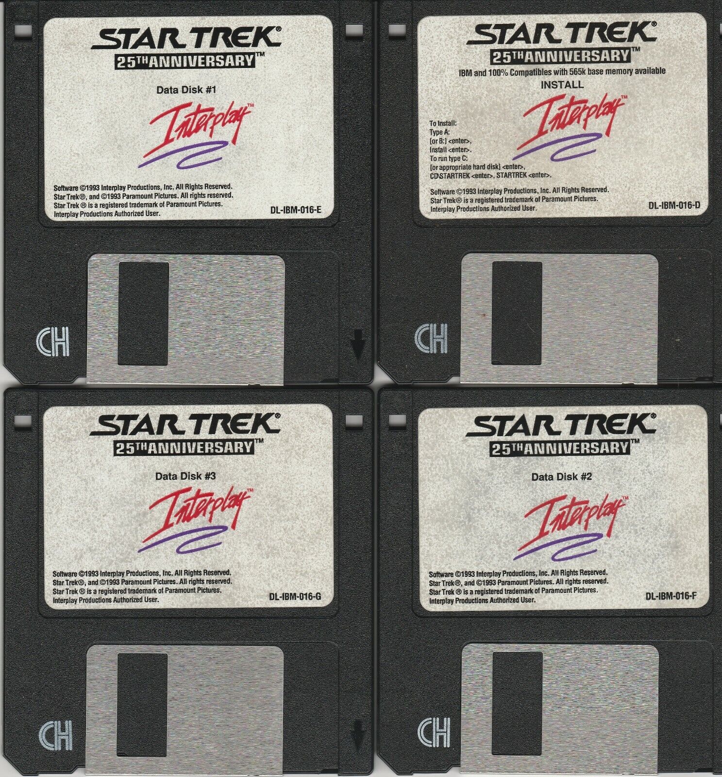 Star Trek 25th Anniversary by Interplay 1993 Software 4 disk set 3.5