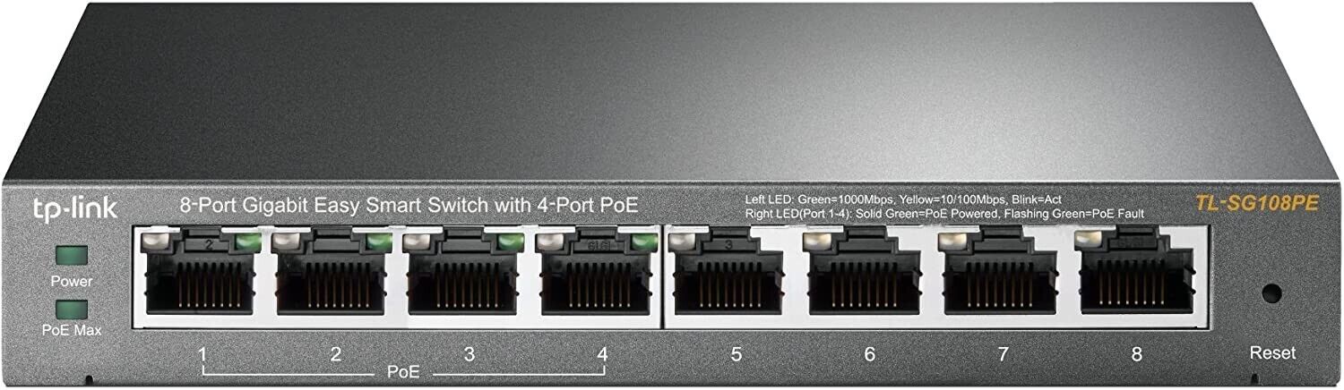 TP-Link TL-SG108PE | 8 Port Gigabit PoE Switch | Easy Smart Managed | 4 PoE