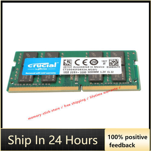 CRUCIAL DDR4 16GB 3200 MHz PC4-25600 Laptop SODIMM Non-ECC 260-Pin Memory RAM