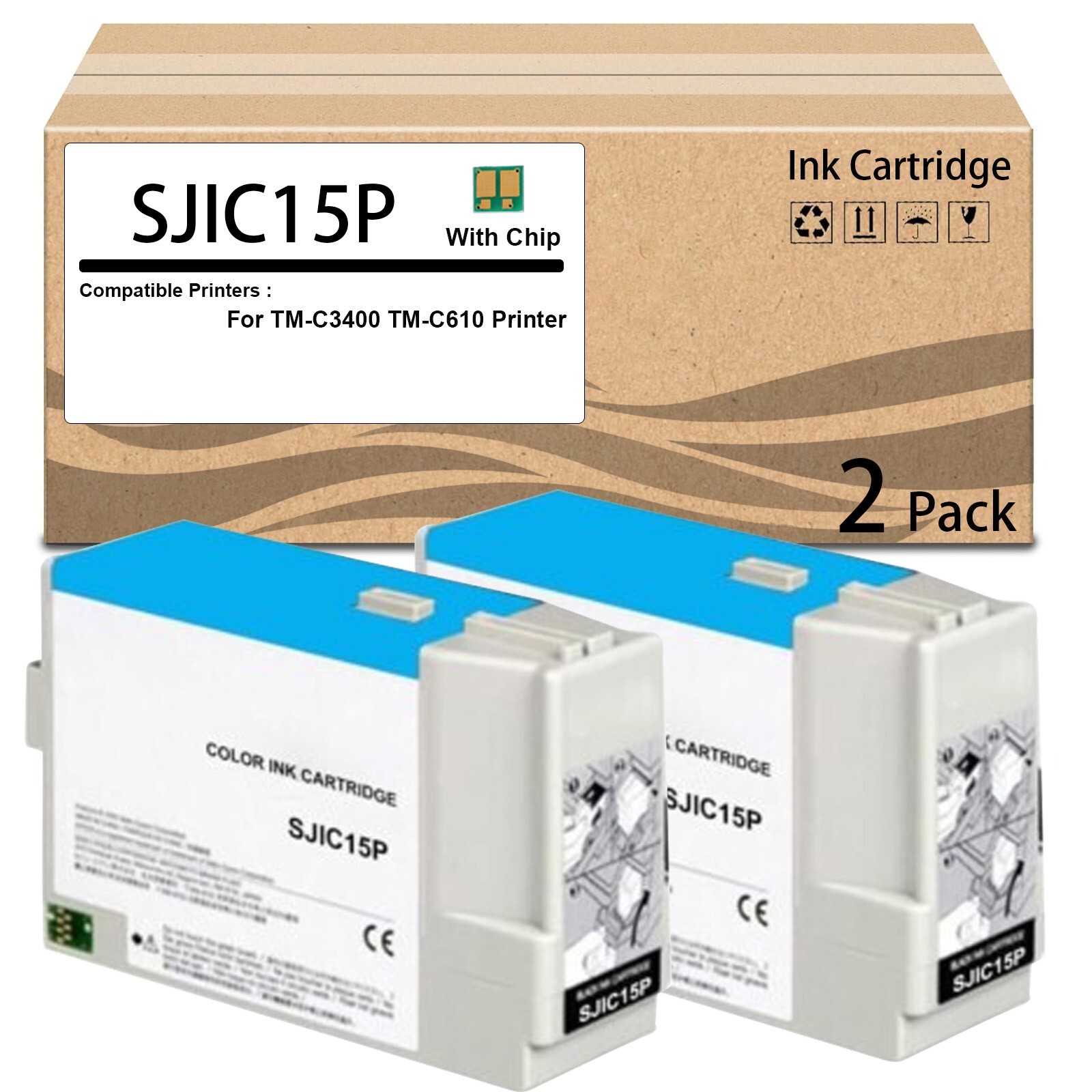 2 Pack SJIC15P Ink Cartridge Replacement for C33S020464 Ink Tank with Pigment 2 Pack SJIC15P Ink Cartridge Replacement for C33S020464 Ink Tank with Pigment
