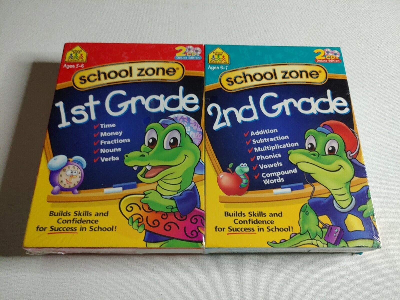 School Zone 1st And 2nd Grade Deluxe 2 CD Learning CD Game For WIN MAC PC 