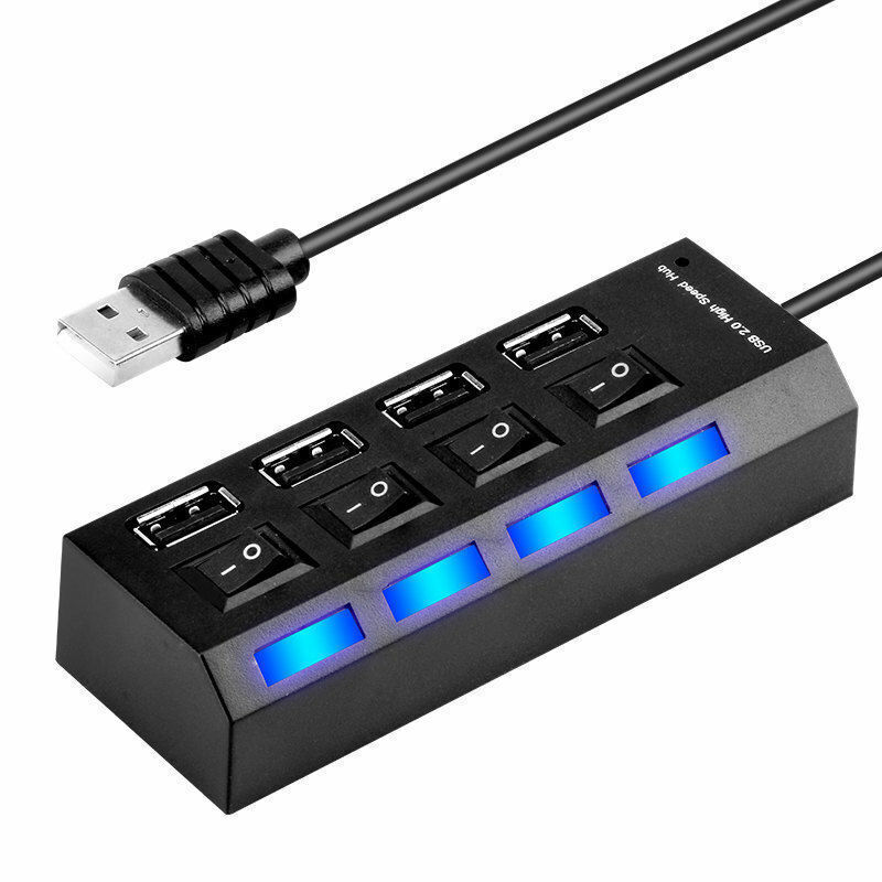 4/7port USB 2.0 HUB With Power On/Off Switch High Speed Adapter Cable For Laptop