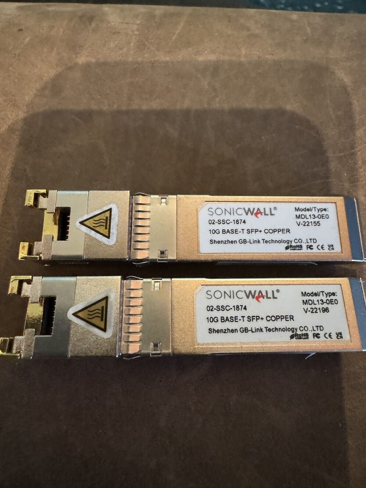 Genuine Sonicwall 02-SSC-1874 SFP+ 10gbase-T  10GbE RJ-45 Transceiver
