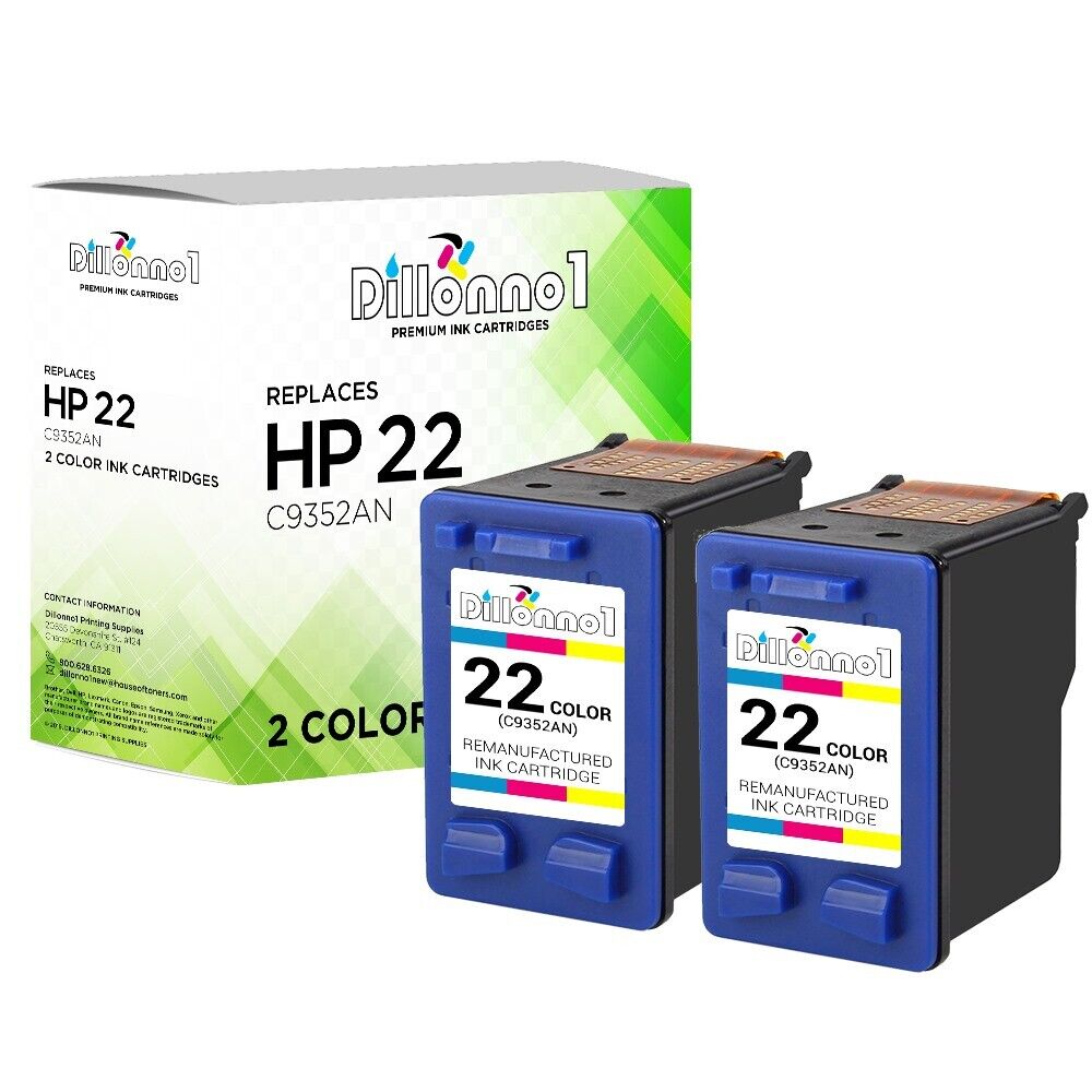 2 Pack #22 C9352AN Color Ink for HP PSC 1401 1402 1403 1406 1408 1410 1417
