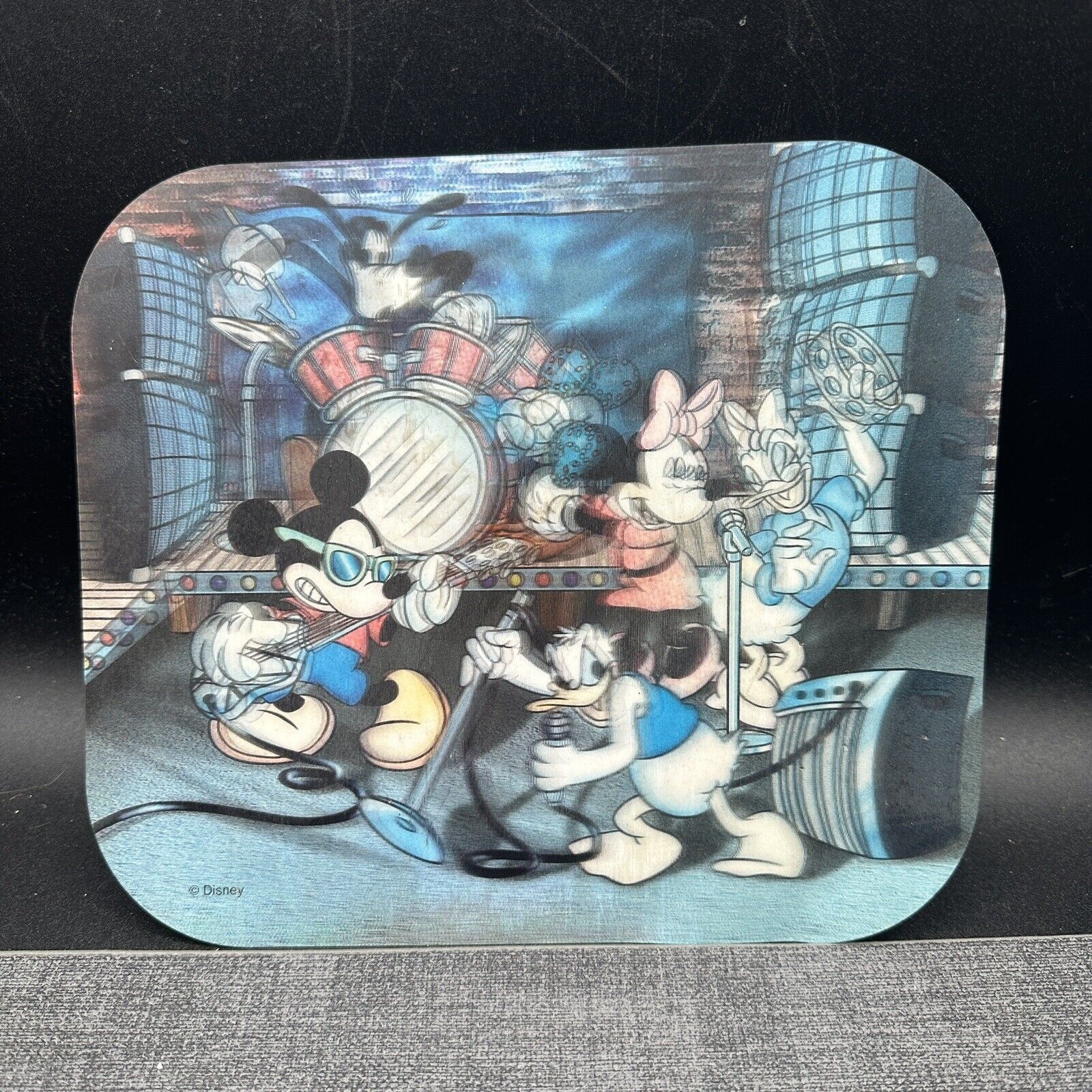 Disney Mickey Computer Mouse Pad Rock Band Holographic 3D Rock N Roll Vintage