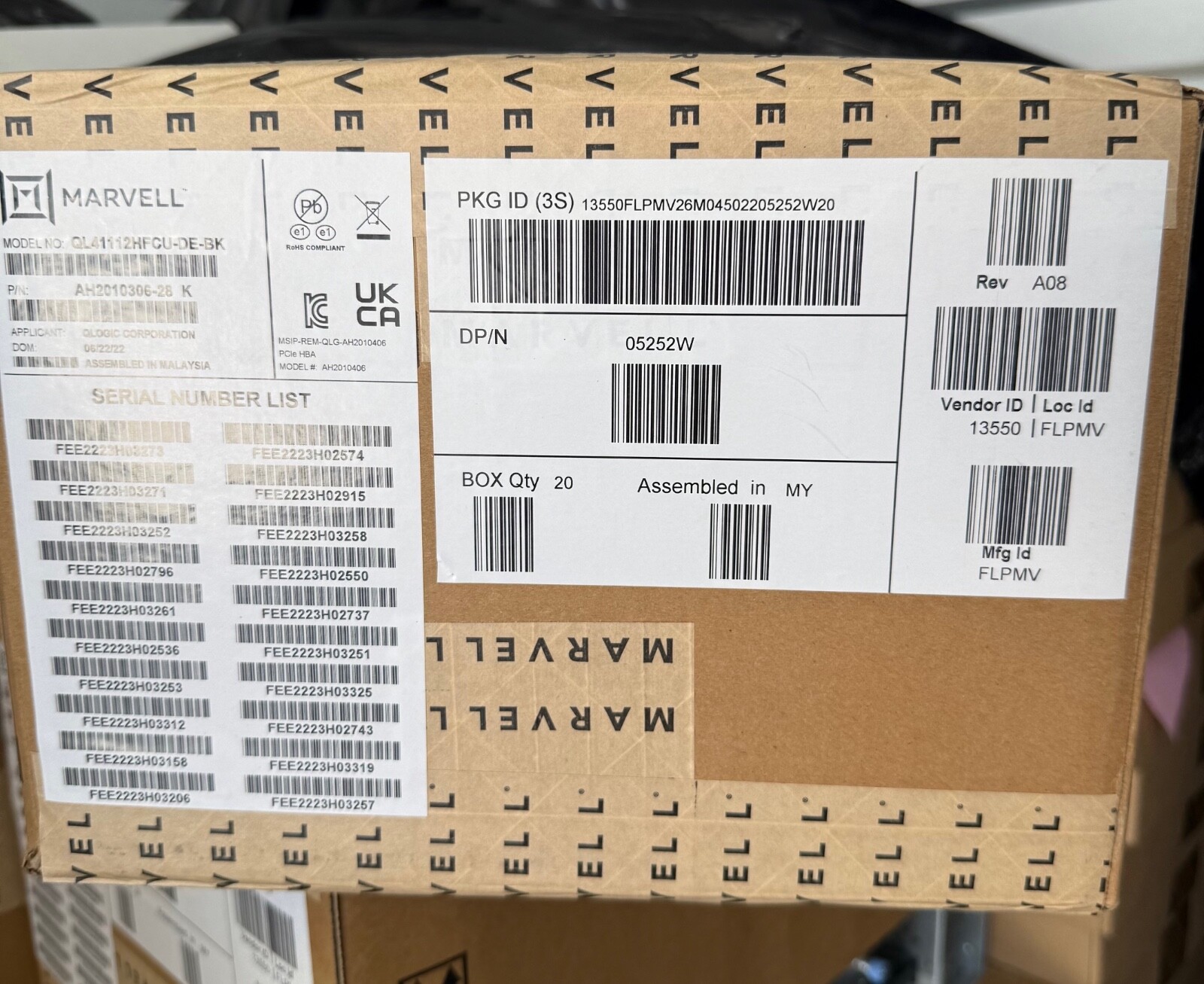 20 PACK Dell Dual Port QLogic FastLinQ 41112 10Gb SFP+ Ethernet PCIe NIC 5252W 20 PACK Dell Dual Port QLogic FastLinQ 41112 10Gb SFP+ Ethernet PCIe NIC 5252W