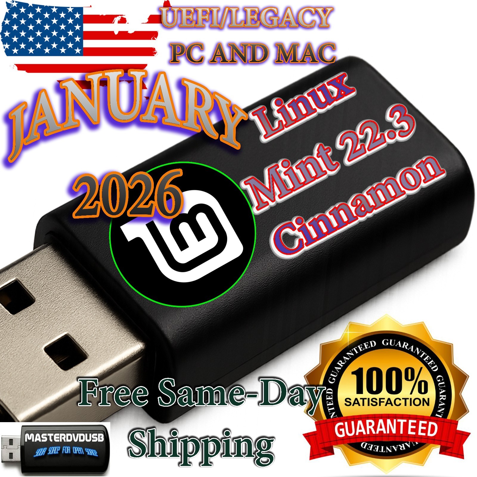 Linux Mint 22.3 Cinnamon – Bootable USB Flash Drive – January 2026 Release Linux Mint 22.3 Cinnamon – Bootable USB Flash Drive – January 2026 Release