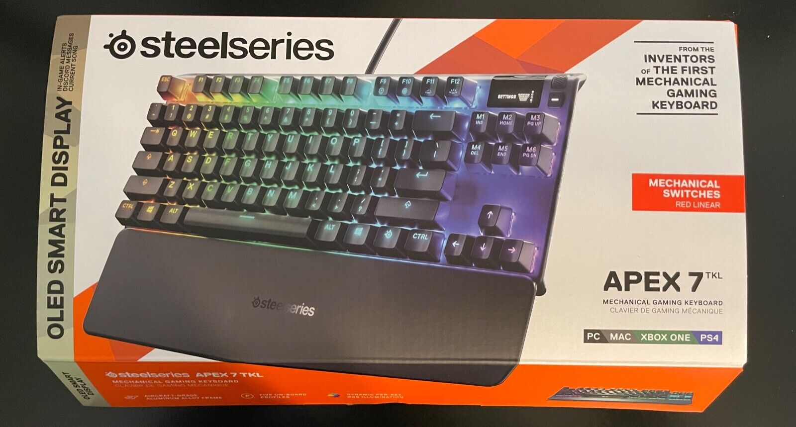 SteelSeries Apex 7 TKL Wired Keyboard (Red linear mechanical switches)