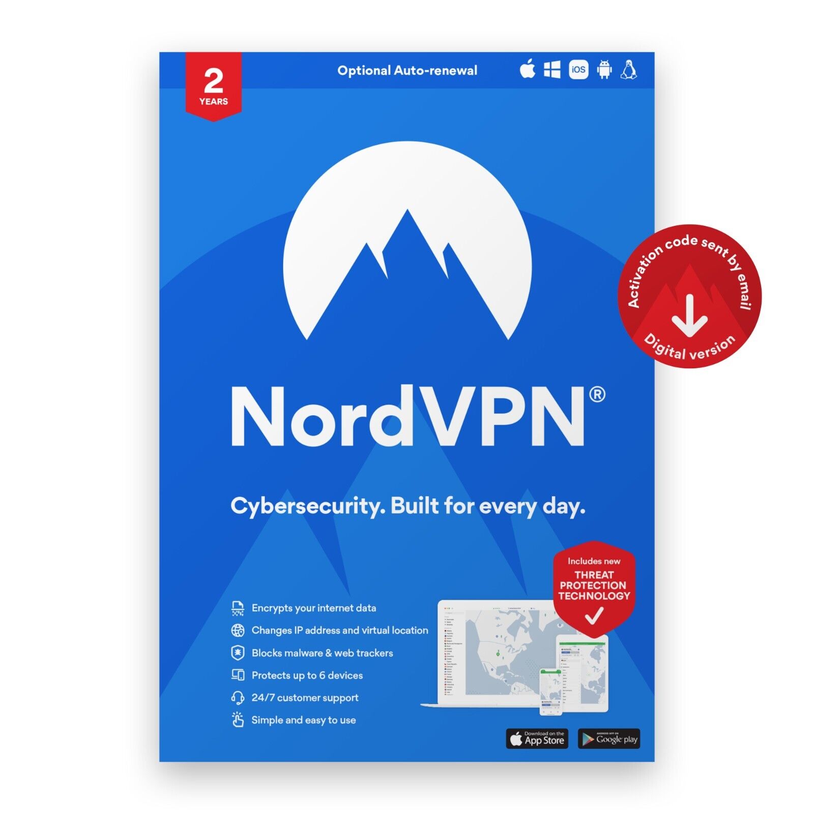 NordVPN Standard - 2-Year VPN & Cybersecurity Software for 6 Devices
