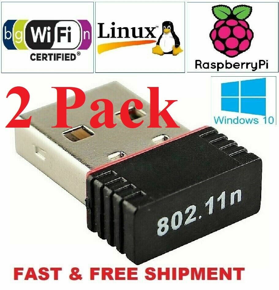 2 x New Realtek USB Wireless 802.11B/G/N LAN Card WiFi Network Adapter RTL8188