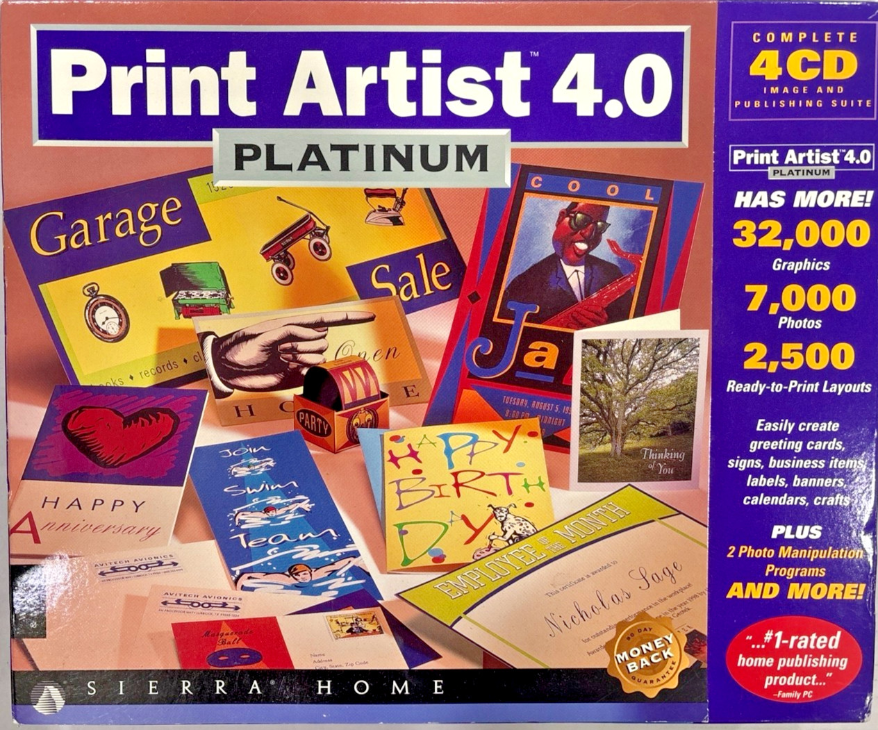 Print Artist 4.0 Platinum Sierra Home PC CD Software Big Box 