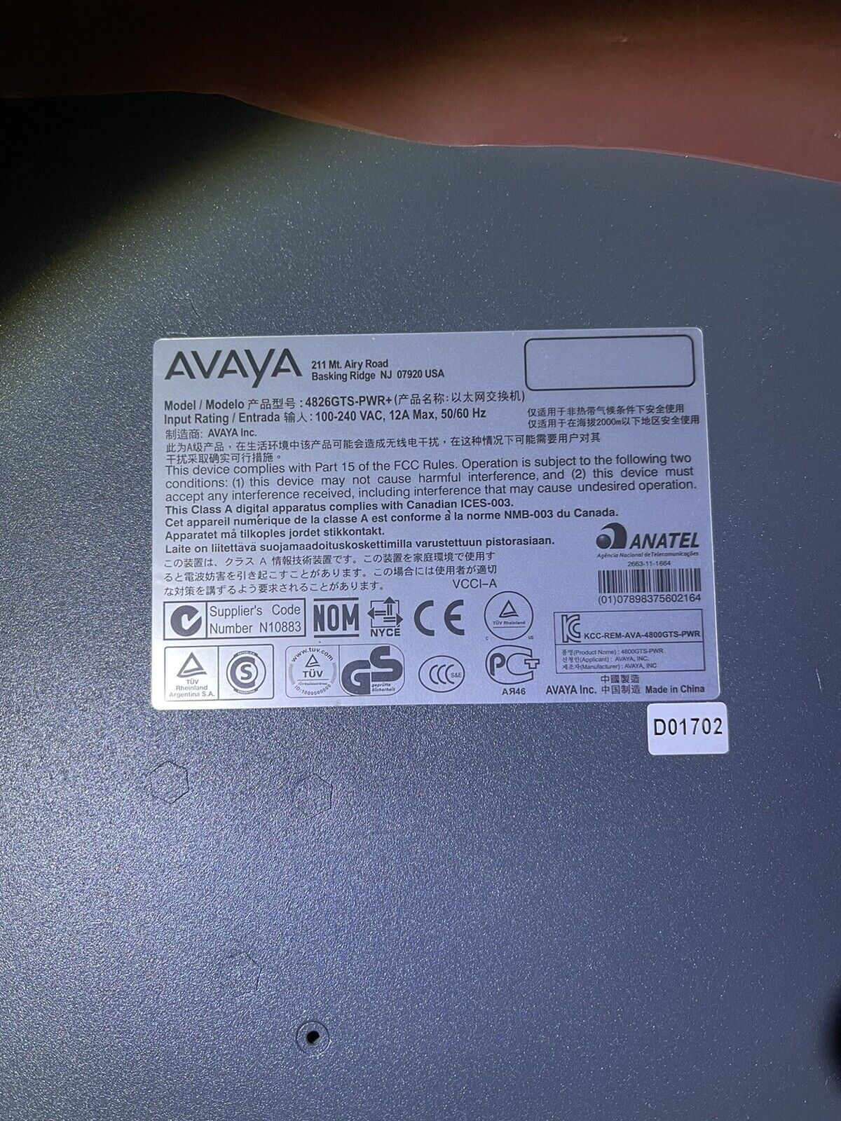 Avaya 4826GTS-PWR+ 26 Port Gigabit PoE+ Switch