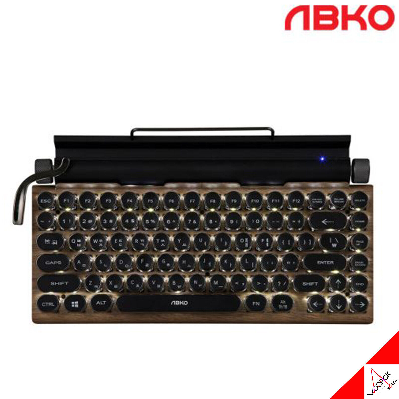 ABKO TW1867 Bluetooth LED Retro Mechanical Keyboard English/Korean 