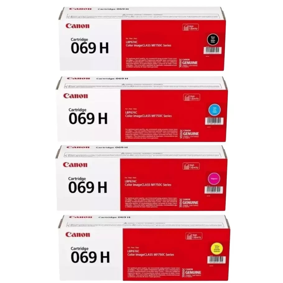 Genuine Canon 069H High Yield Toner Set Black Cyan Magenta Yellow CMYK