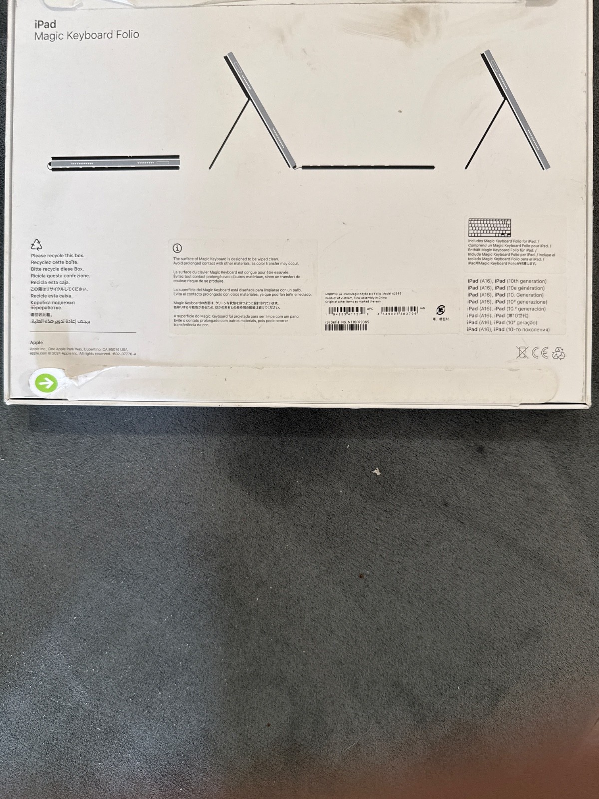 Apple iPad magic keyboard folio a2695 mqdp3ll/a