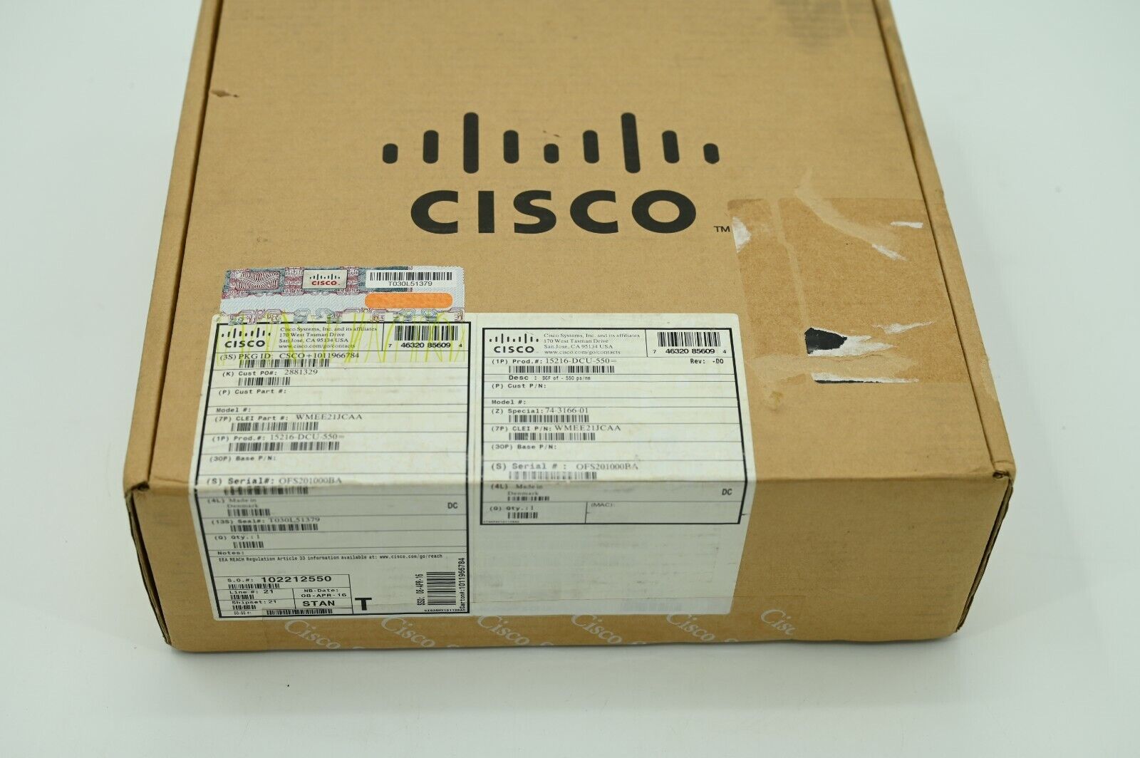 Cisco 15216-DCU-550 ONS 15216 Dispersion Compensation Unit 550 PS/NM New SEALED