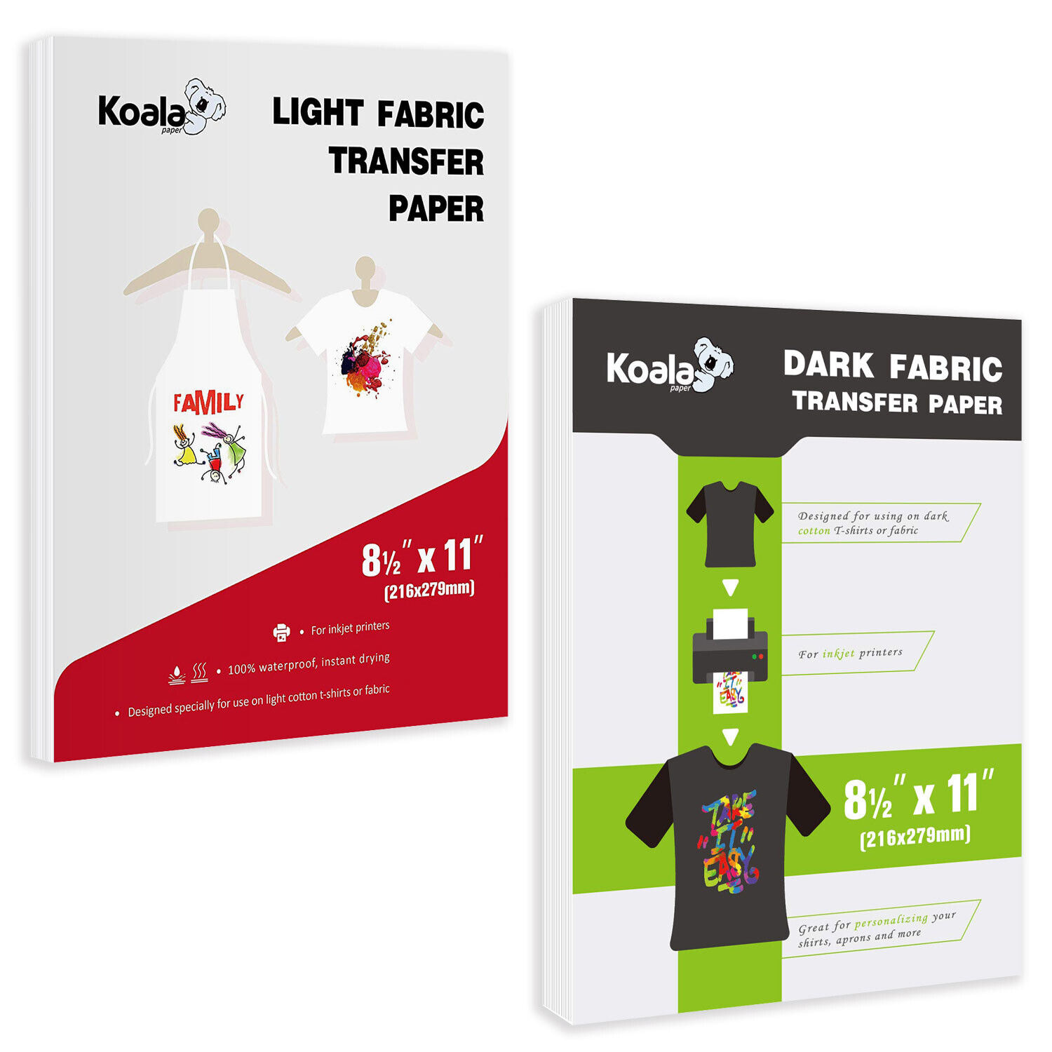 Lot Koala Iron On Heat Transfer Paper Dark / Light Printable Heat Transfer Vinyl