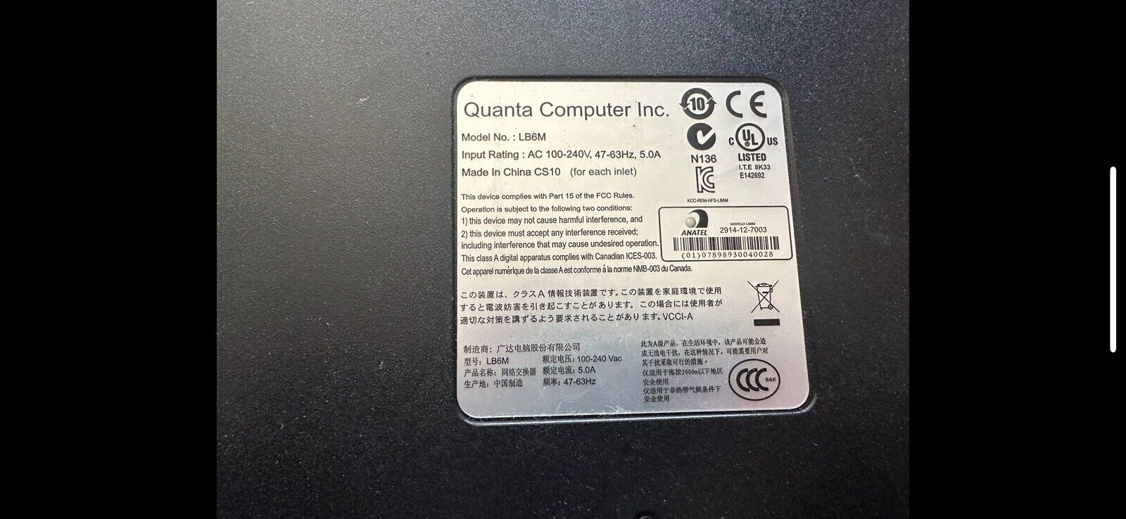 Quanta LB6M 10GB 24-Port SFP+ Network Switch Dual PSU / Great Condition