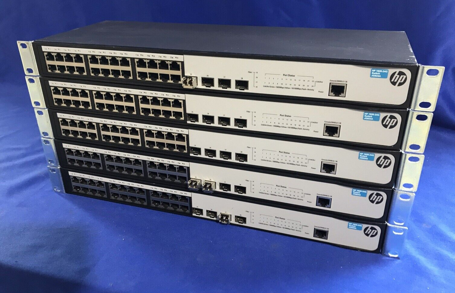 Lot of 5 HP 1920-24G (JG924A) 24-Port Rack Mountable Switches *Read*