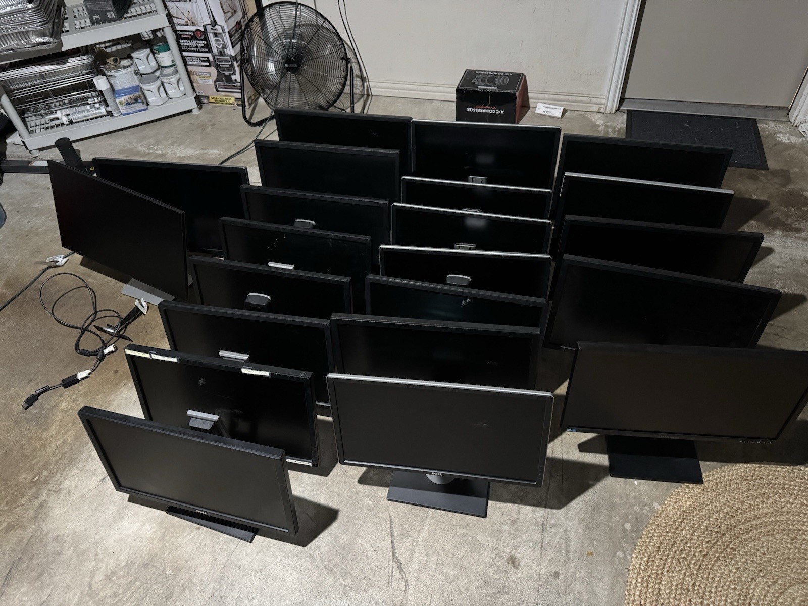 LOT OF 22 MONITORS - ALL POWER ON - AS IS - LOCAL PICKUP ONLY - READ DESCRIPTION