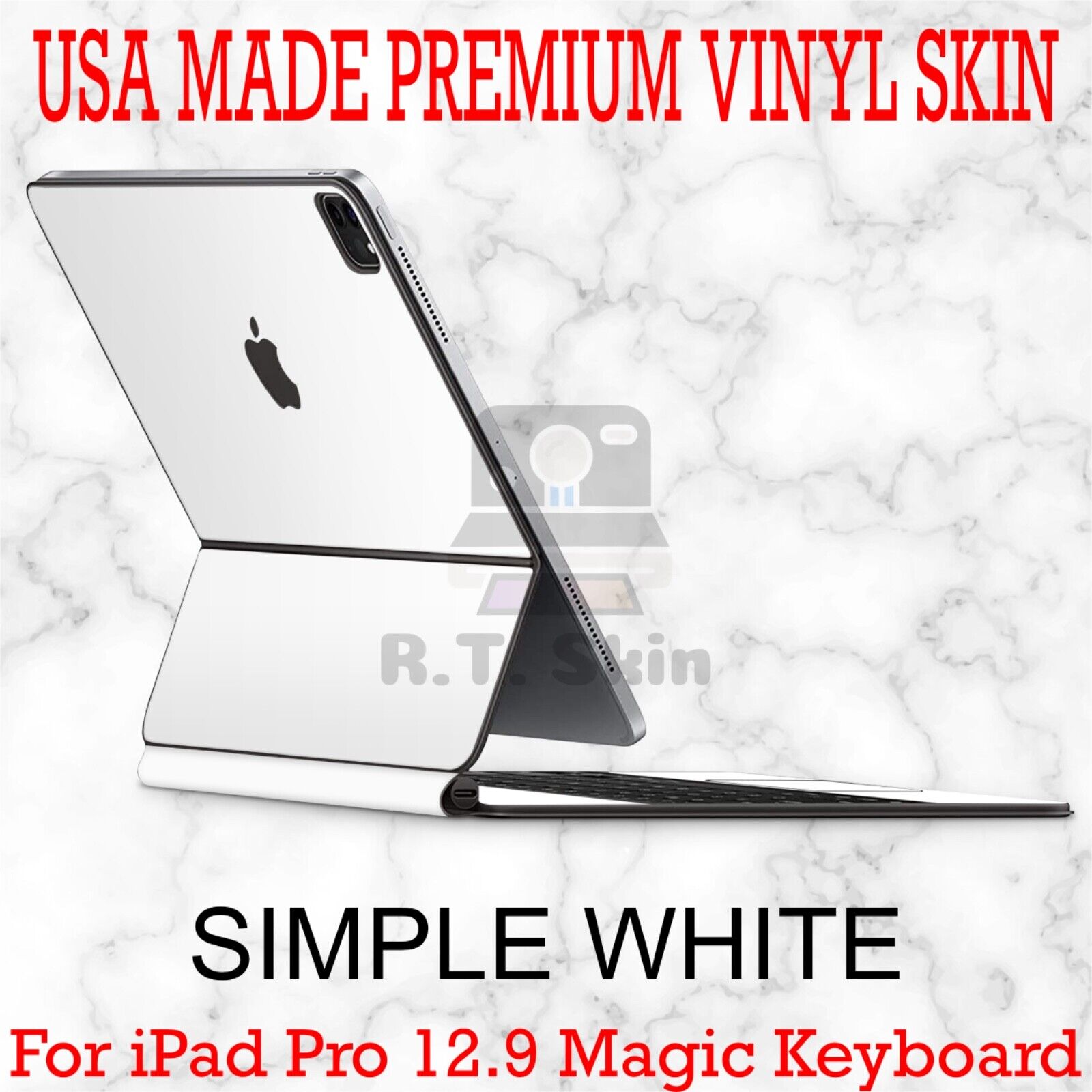 RT.SKINS - SIMPLE WHITE - Full Body Skin for Apple iPad Pro 12.9 Magic Keyboard