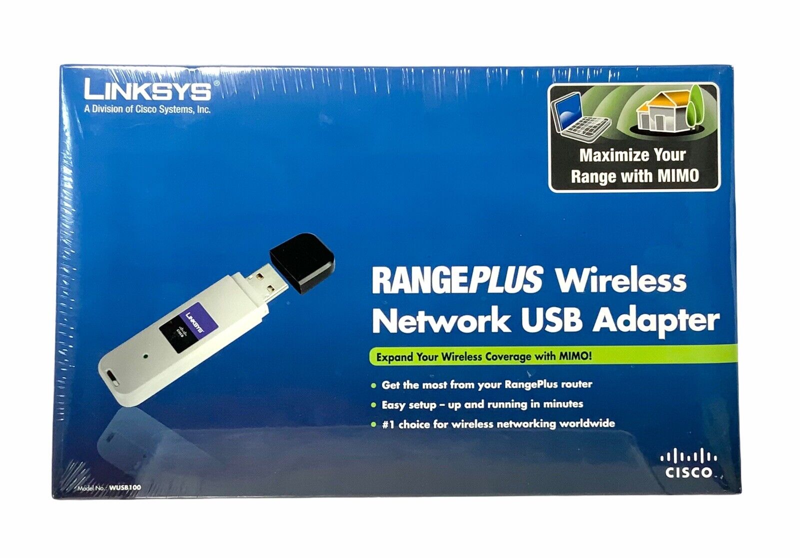 Linksys: Range Plus Wireless Network USB Adapter #WUSB100, New