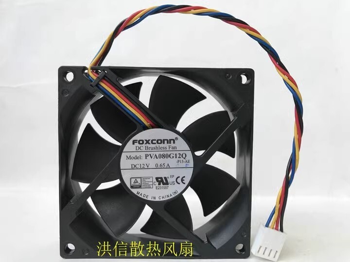 Foxconn PVA080G12Q 8025 DC12V 0.65A 80*25MM 4-Pin PWM Cooling Fan Foxconn PVA080G12Q 8025 DC12V 0.65A 80*25MM 4-Pin PWM Cooling Fan