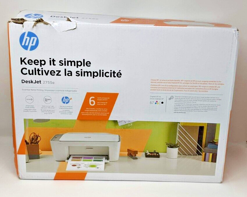 HP DeskJet 2755e Wireless Color Injet Printer All In One Instant Ink  (White)