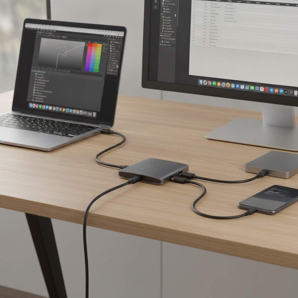 Versatile USB-C Hub with 4 Ports for iPad, MacBook & Surface - 100W PD