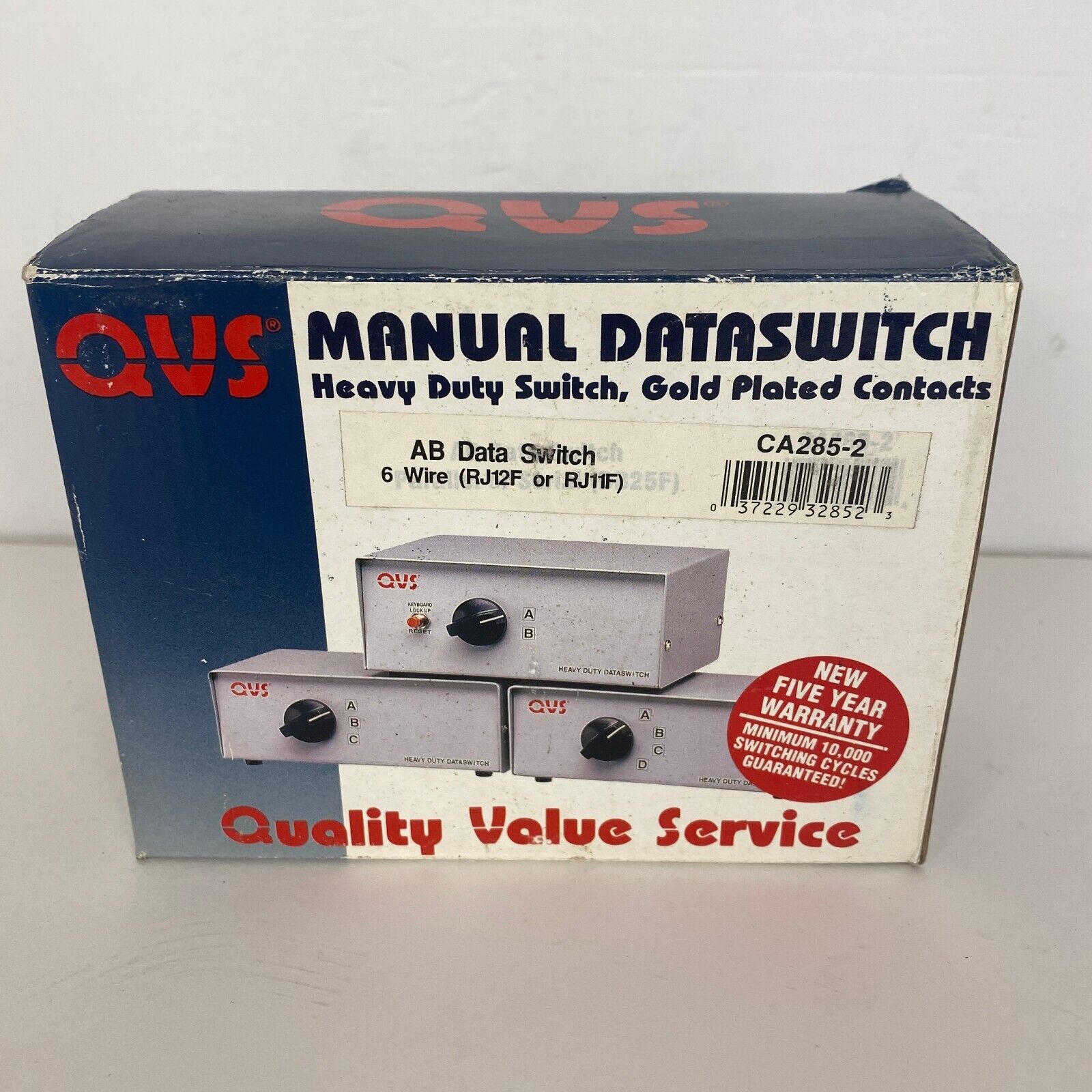 QVS Manual Dataswitch AB Switch Box Gold Plated Connectors CA285-2 RJ12F