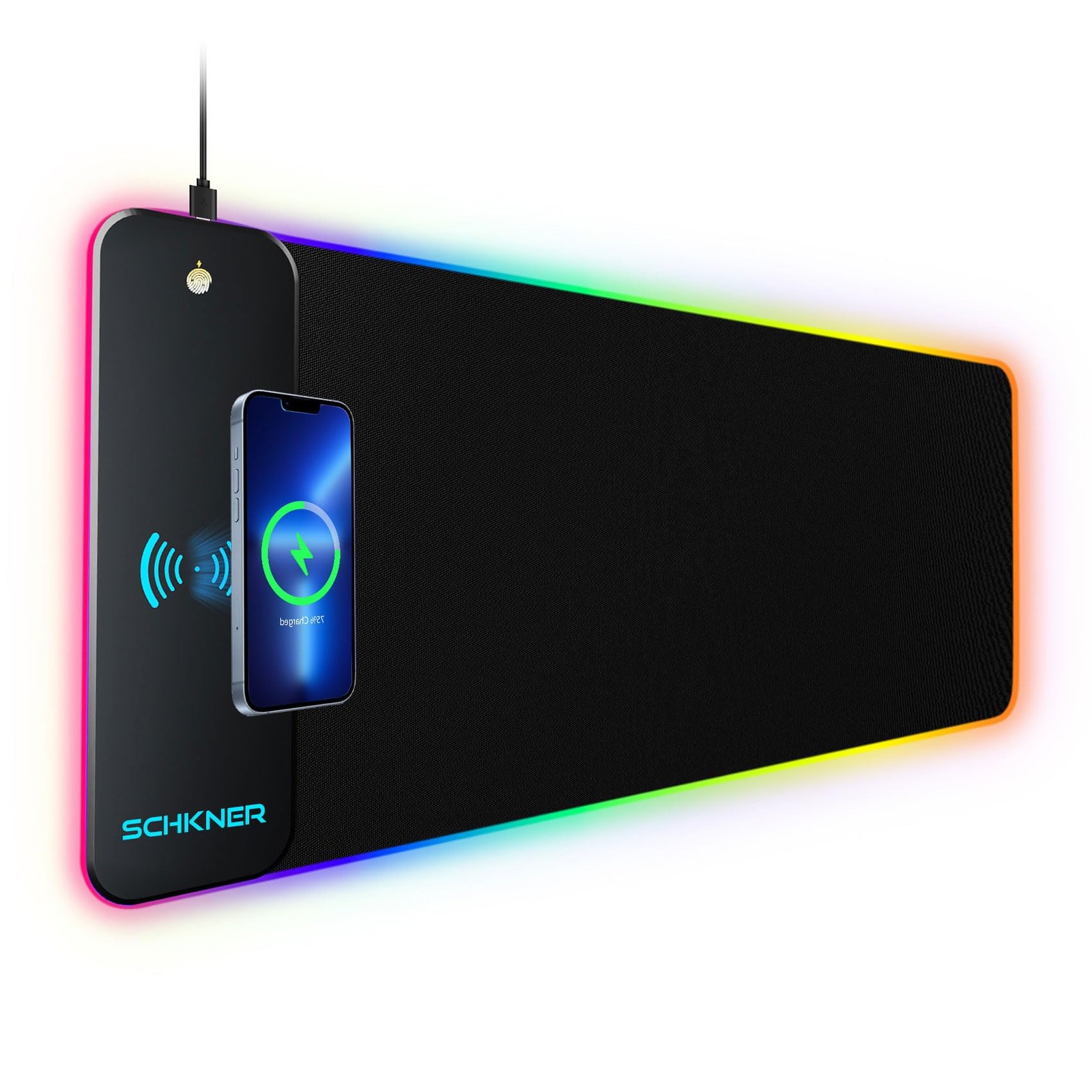 New Best Schkner RGB Gaming Mouse Pad with Wireless Charging 15W, Large Desk Mat