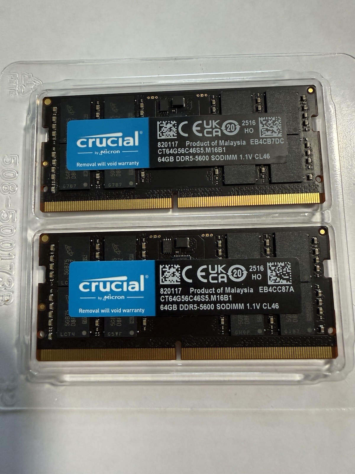 Crucial 128GB (2x64GB) DDR5 5600 CL46 SODIMM CT64G56C46S5 RAM Memory